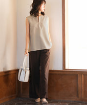 パールキーネックノースリーブブラウスsdp0078 ベージュ