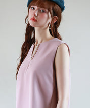 パールキーネックノースリーブブラウスsdp0078 ピンク