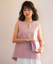 パールキーネックノースリーブブラウスsdp0078 ピンク