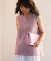 パールキーネックノースリーブブラウスsdp0078 ピンク