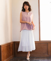 パールキーネックノースリーブブラウスsdp0078 ピンク