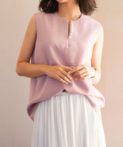 パールキーネックノースリーブブラウスsdp0078 ピンク