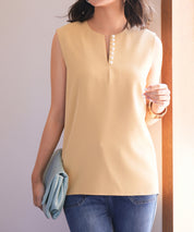 パールキーネックノースリーブブラウスsdp0078 イエロー