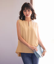 パールキーネックノースリーブブラウスsdp0078 イエロー