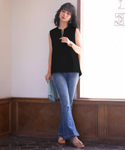 パールキーネックノースリーブブラウスsdp0078 ブラック