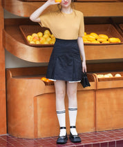 ペチパン付きヘムシャツミニスカートsdp0081b ブラック