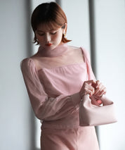 プチハイネックショート丈チュールトップスsdp0083 ピンク