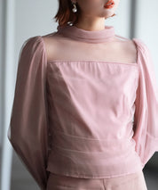 プチハイネックショート丈チュールトップスsdp0083 ピンク