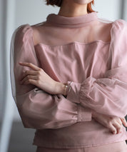 プチハイネックショート丈チュールトップスsdp0083 ピンク