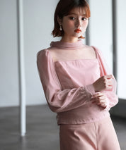 プチハイネックショート丈チュールトップスsdp0083 ピンク