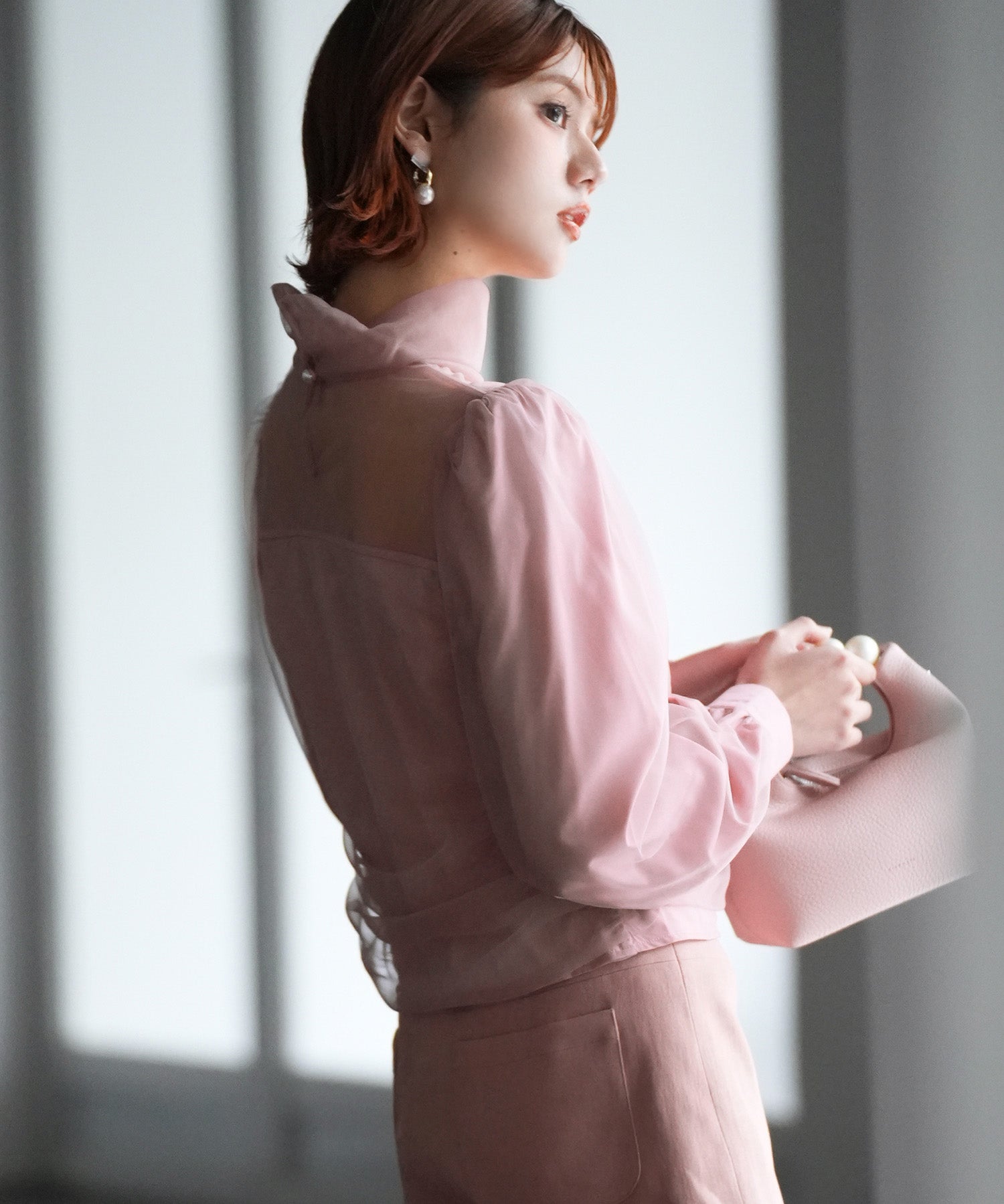 プチハイネックショート丈チュールトップスsdp0083 ピンク