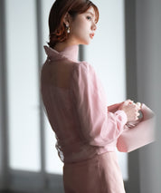 プチハイネックショート丈チュールトップスsdp0083 ピンク