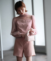 プチハイネックショート丈チュールトップスsdp0083 ピンク