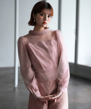 プチハイネックショート丈チュールトップスsdp0083 ピンク