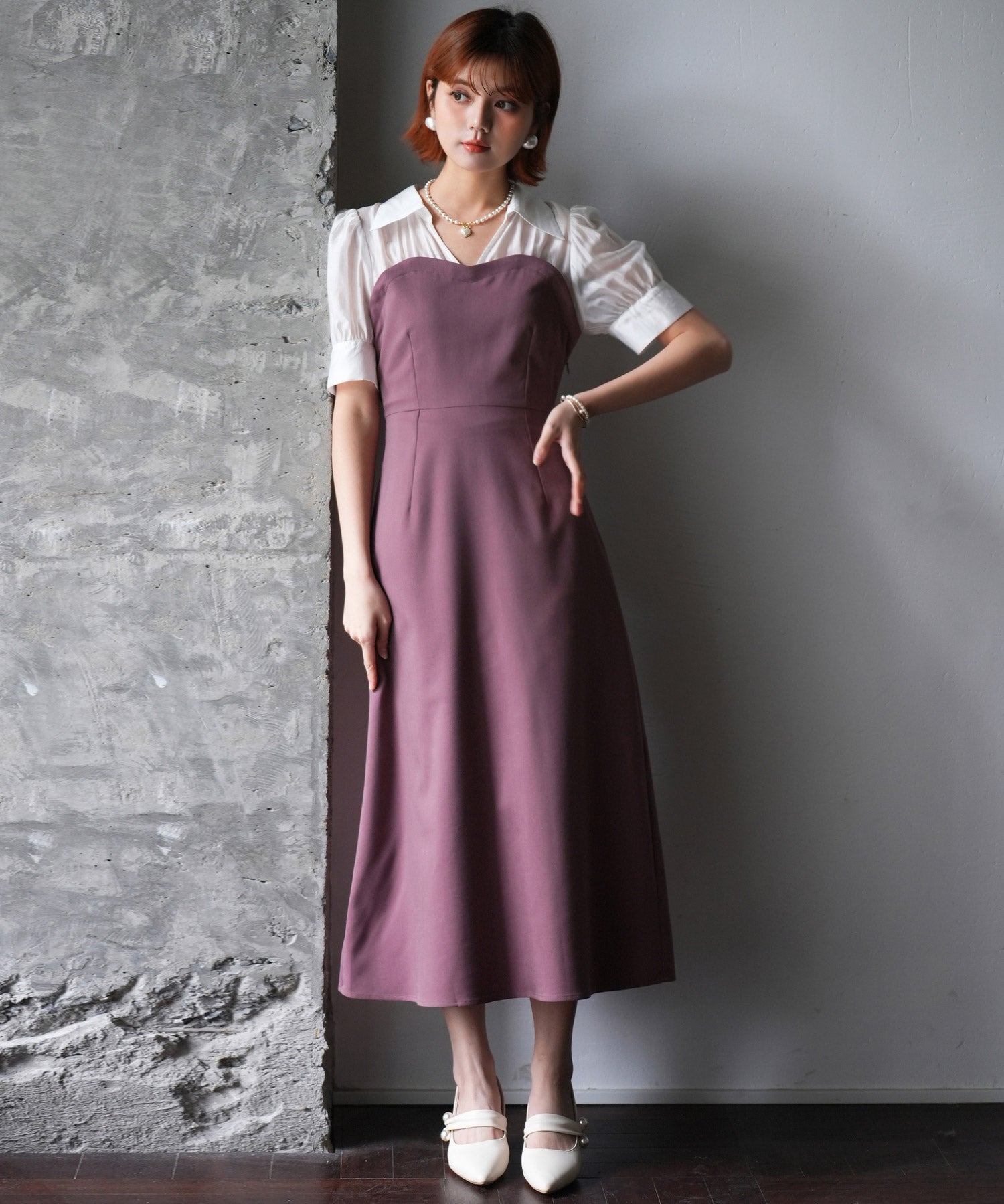 ドッキングビスチェロング丈ワンピースsdp0084 パープル