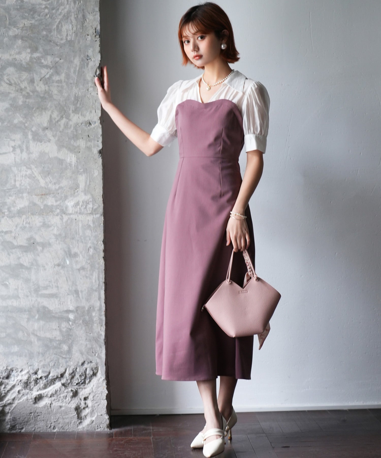 ドッキングビスチェロング丈ワンピースsdp0084 パープル