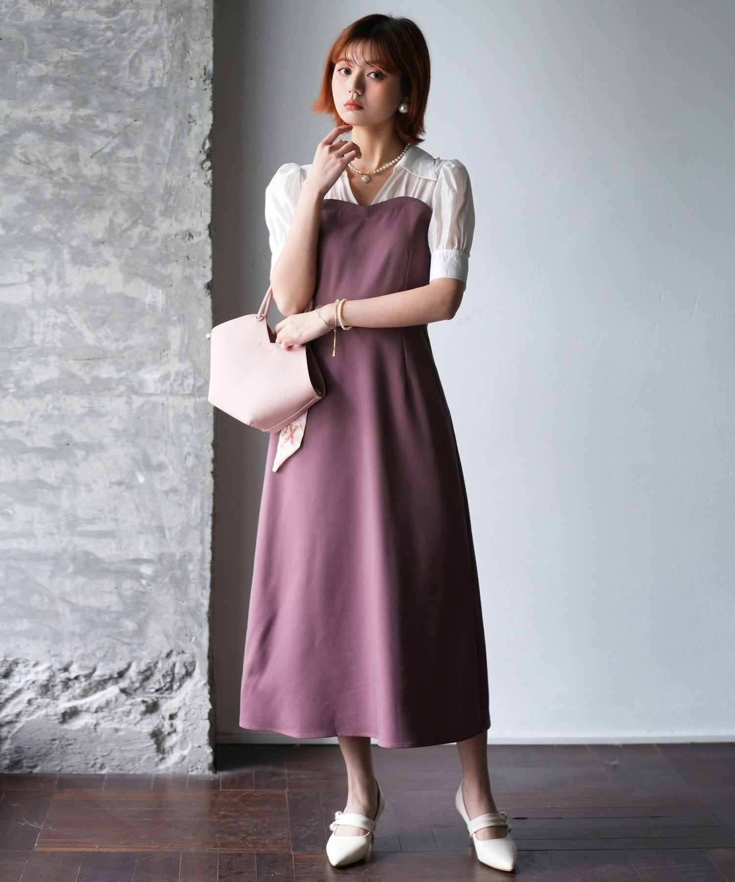 ドッキングビスチェロング丈ワンピースsdp0084 パープル