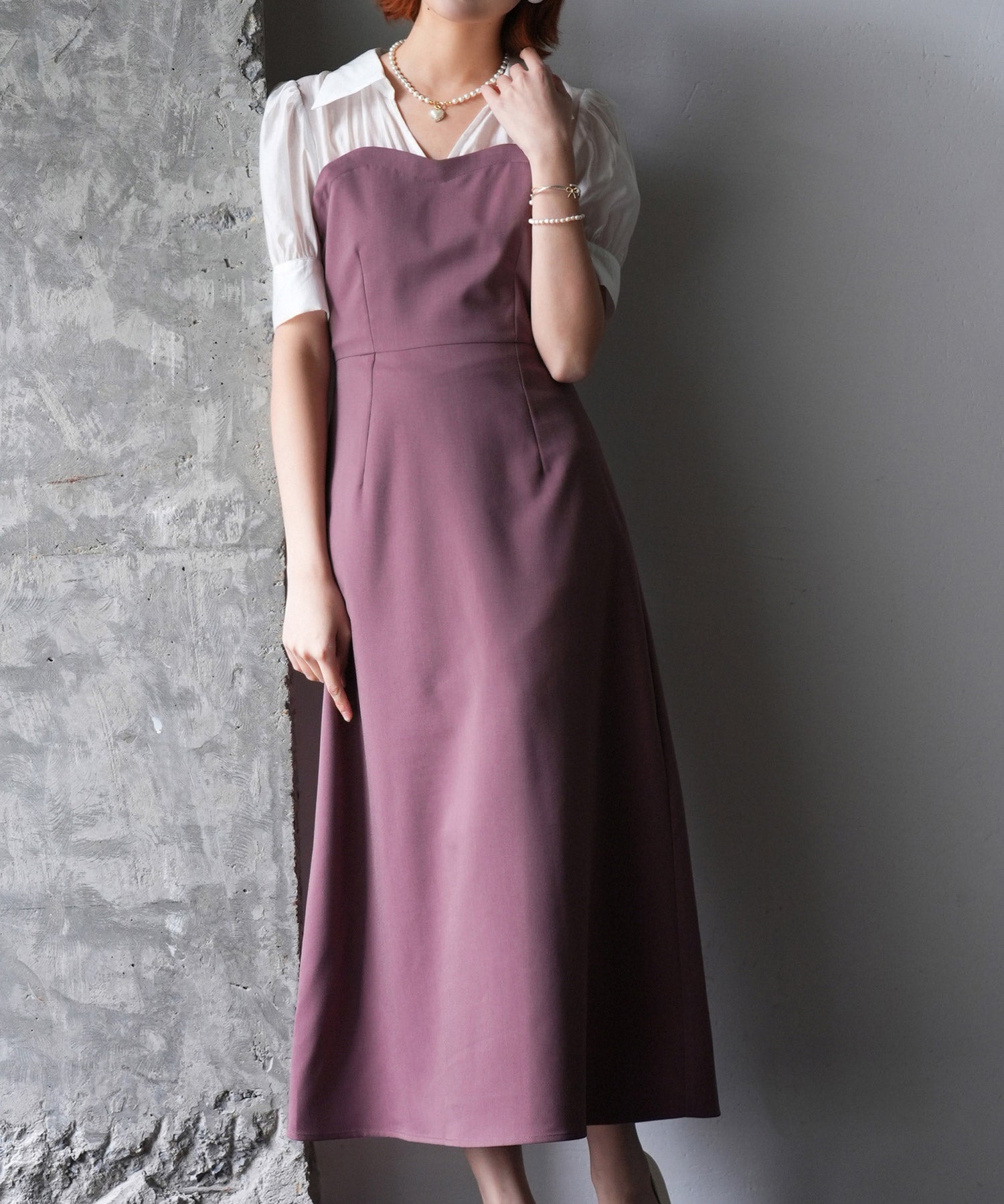 ドッキングビスチェロング丈ワンピースsdp0084 パープル