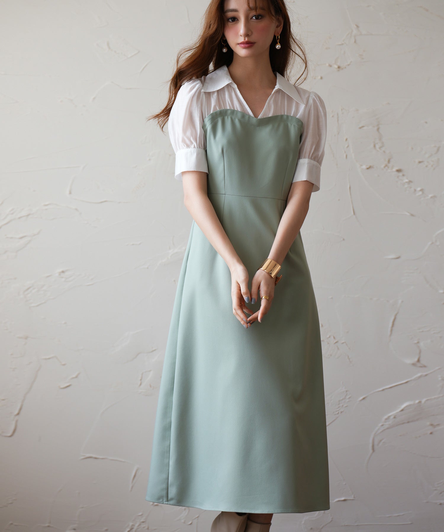 ドッキングビスチェロング丈ワンピースsdp0084 グリーン