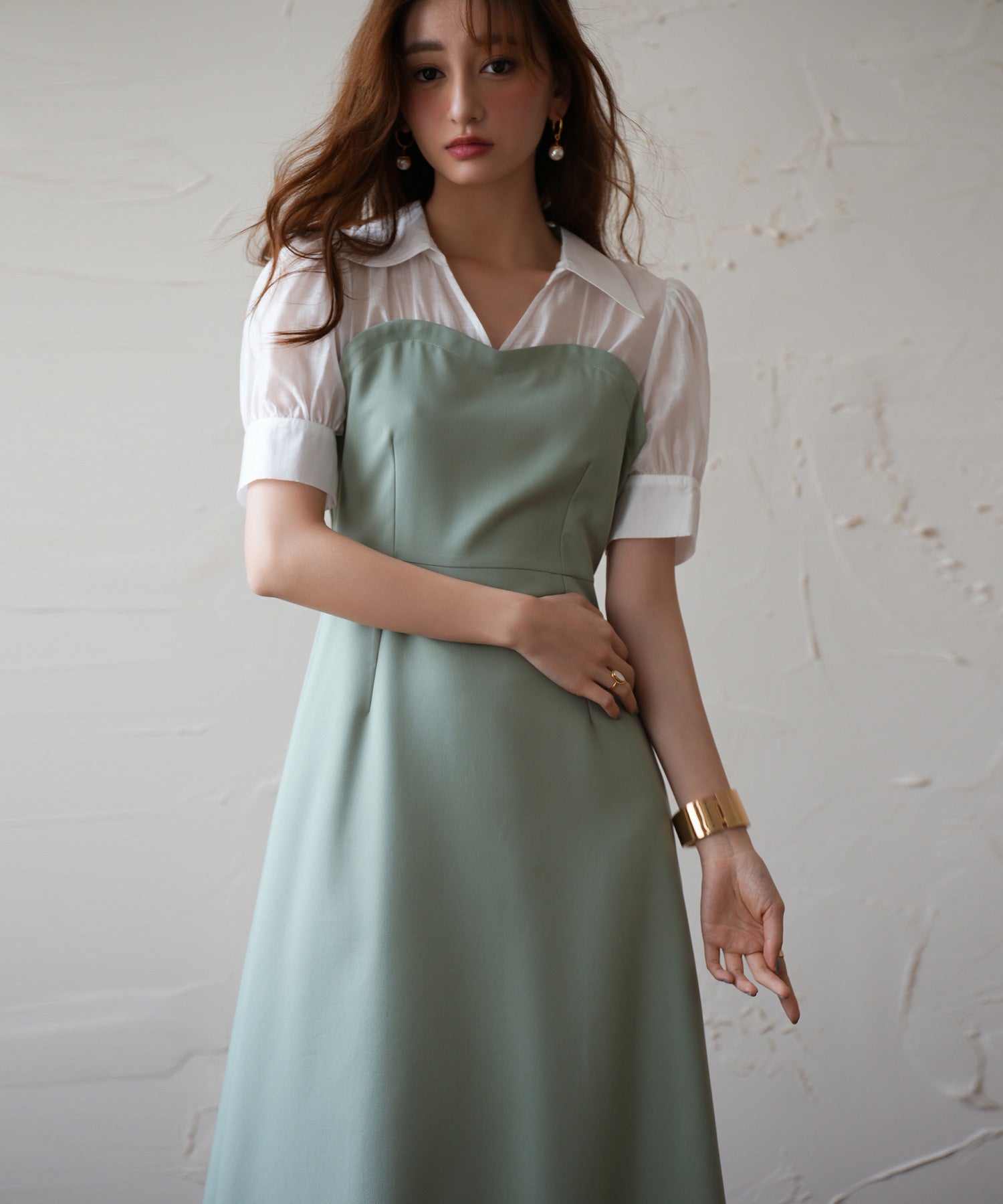 ドッキングビスチェロング丈ワンピースsdp0084 グリーン