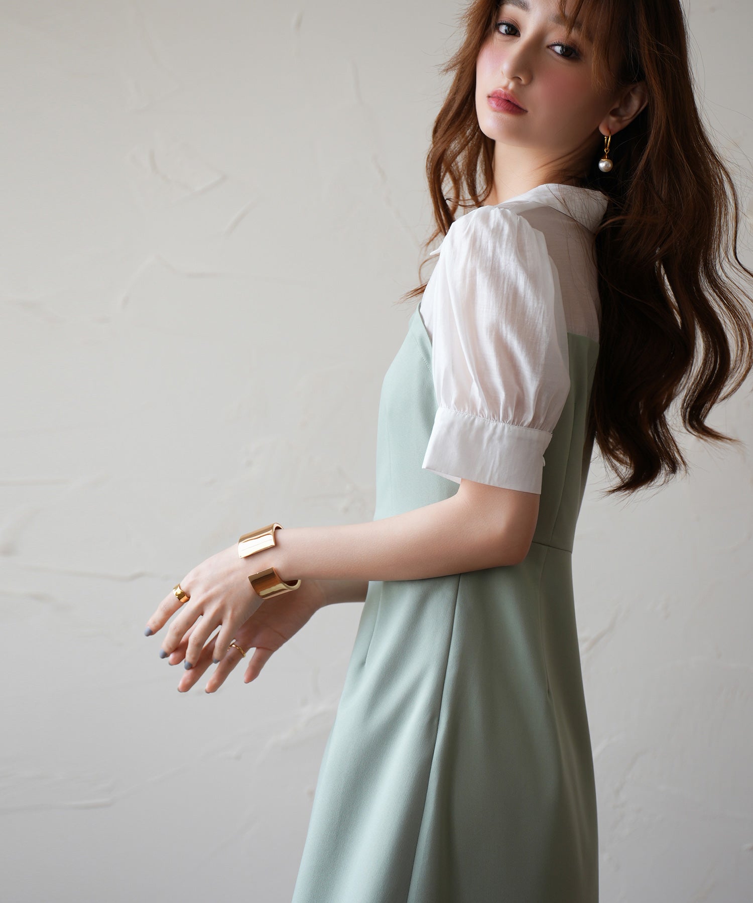 ドッキングビスチェロング丈ワンピースsdp0084 グリーン