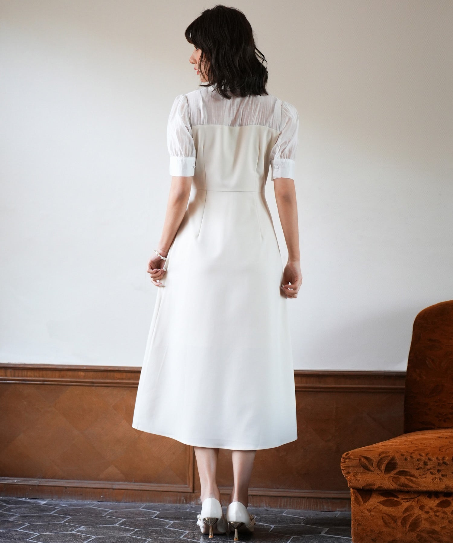 ドッキングビスチェロング丈ワンピースsdp0084 アイボリー