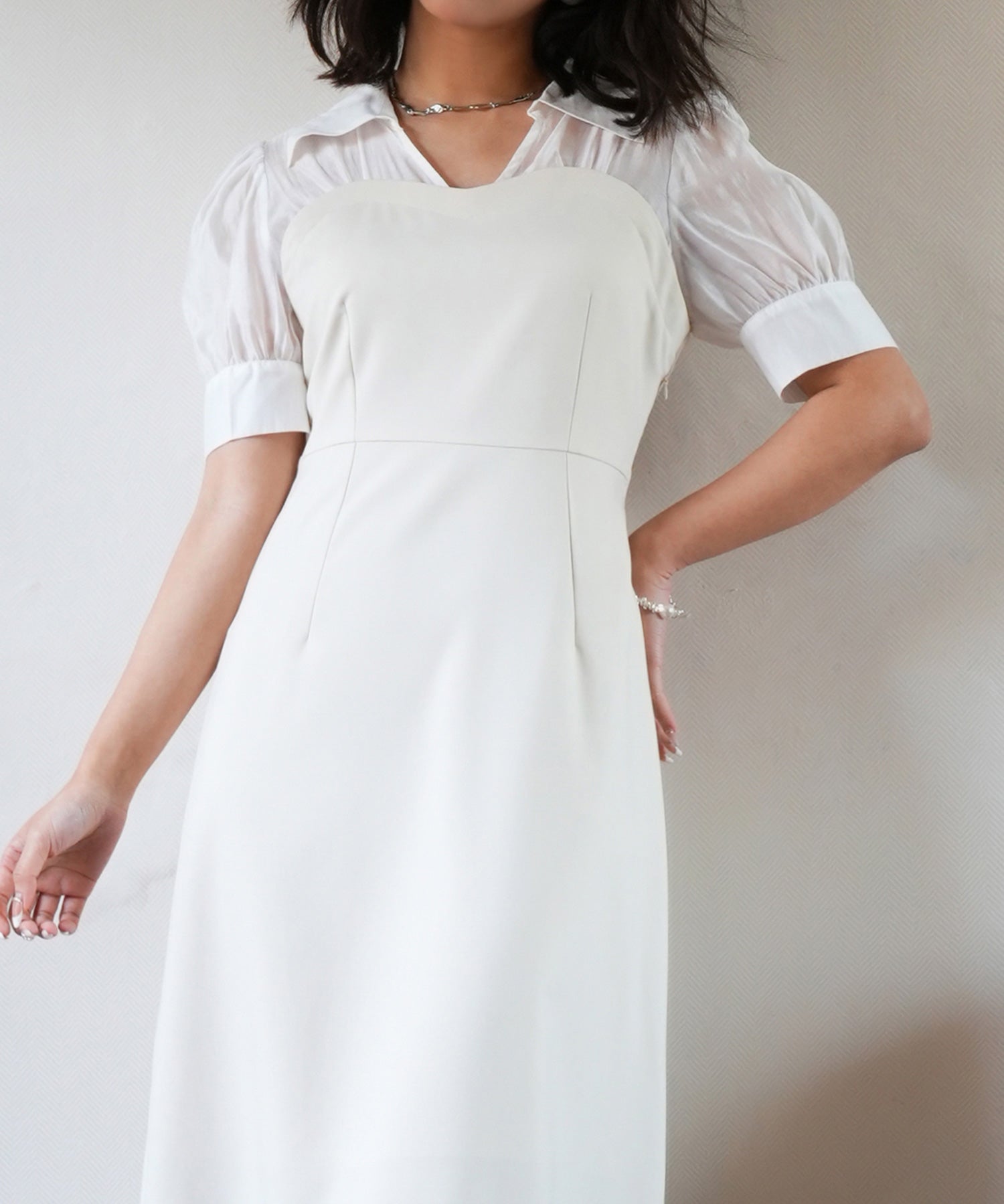 ドッキングビスチェロング丈ワンピースsdp0084 アイボリー