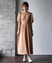 楽ちんカットソーロングワンピースsdp0086 ベージュ
