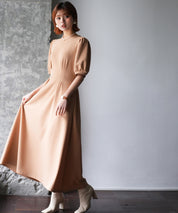 楽ちんカットソーロングワンピースsdp0086 ベージュ