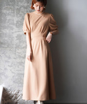 楽ちんカットソーロングワンピースsdp0086 ベージュ