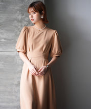 楽ちんカットソーロングワンピースsdp0086 ベージュ