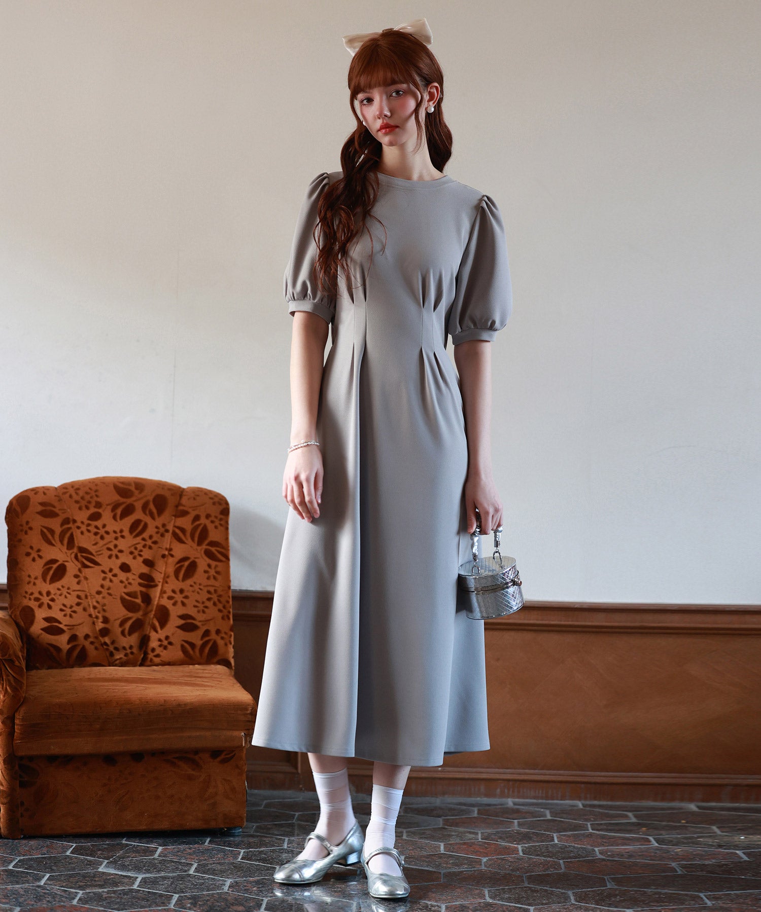 楽ちんカットソーロングワンピースsdp0086 グレー