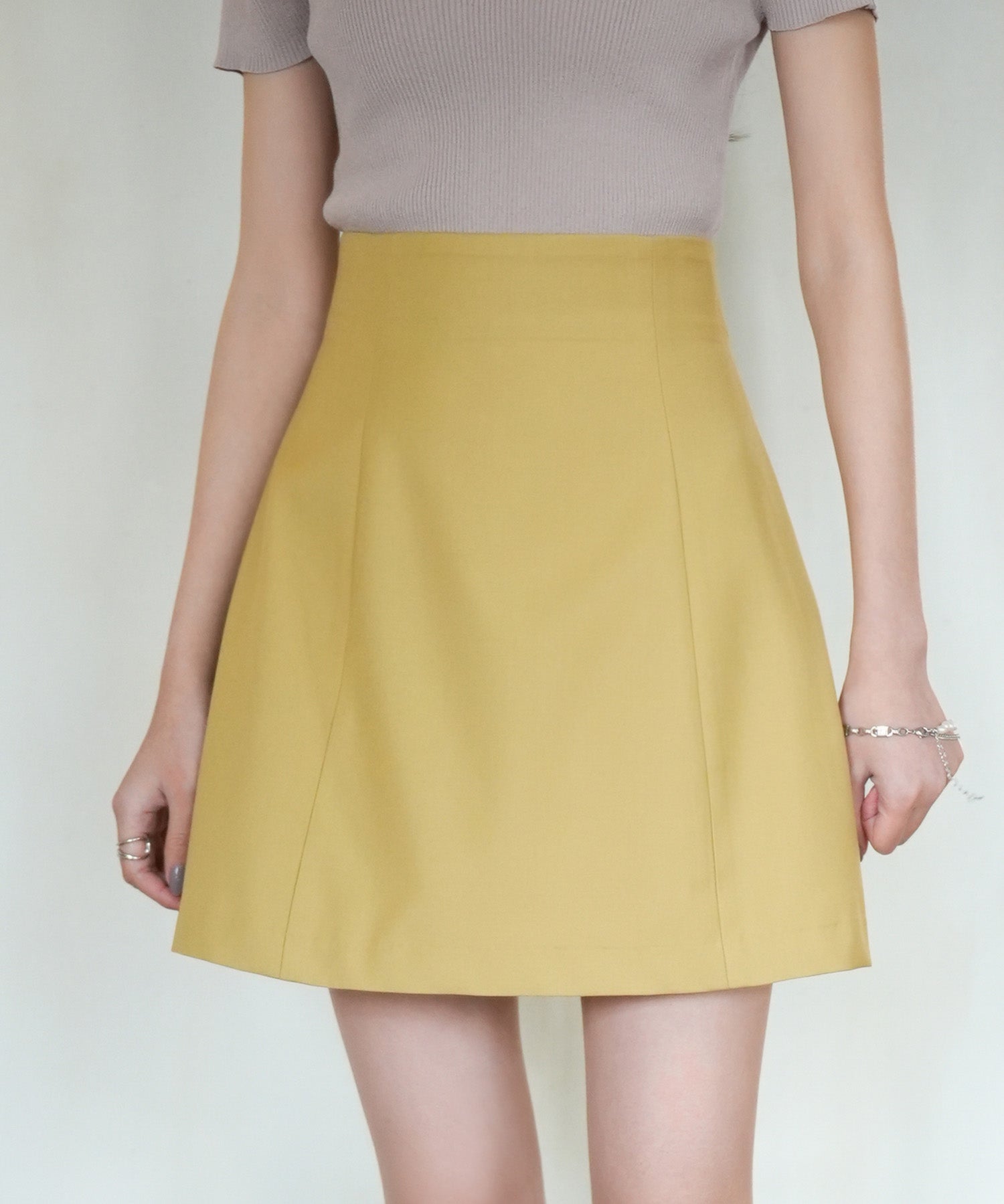 脚長効果ハイウエストミニスカートsdp0091 イエロー