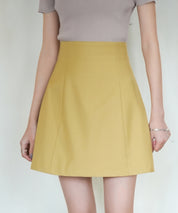 脚長効果ハイウエストミニスカートsdp0091 イエロー