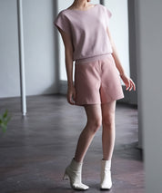 ツイル織ハイウエストショートパンツsdp0093 ピンク