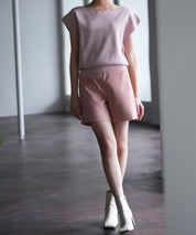 ツイル織ハイウエストショートパンツsdp0093 ピンク