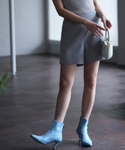 ツイル織ハイウエストショートパンツsdp0093 ブルーグレー