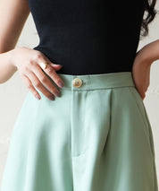 裏地付きハイウエストショートパンツsdp0096 グリーン