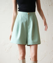 裏地付きハイウエストショートパンツsdp0096 グリーン