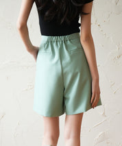 裏地付きハイウエストショートパンツsdp0096 グリーン