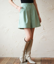 裏地付きハイウエストショートパンツsdp0096 グリーン