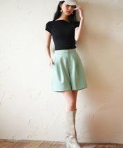 裏地付きハイウエストショートパンツsdp0096 グリーン