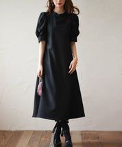 パフスリーブワンピースsdp0098 ブラック