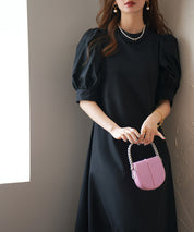 パフスリーブワンピースsdp0098 ブラック