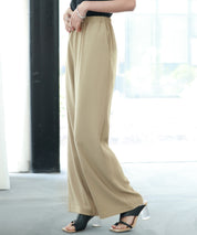 とろみ素材ウエスト総ゴムワイドパンツsdp0102 ベージュ