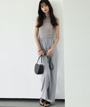 とろみ素材ウエスト総ゴムワイドパンツsdp0102 グレー