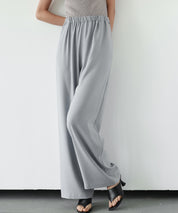とろみ素材ウエスト総ゴムワイドパンツsdp0102 グレー