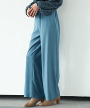 とろみ素材ウエスト総ゴムワイドパンツsdp0102 ブルー