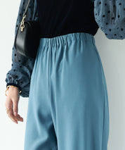 とろみ素材ウエスト総ゴムワイドパンツsdp0102 ブルー