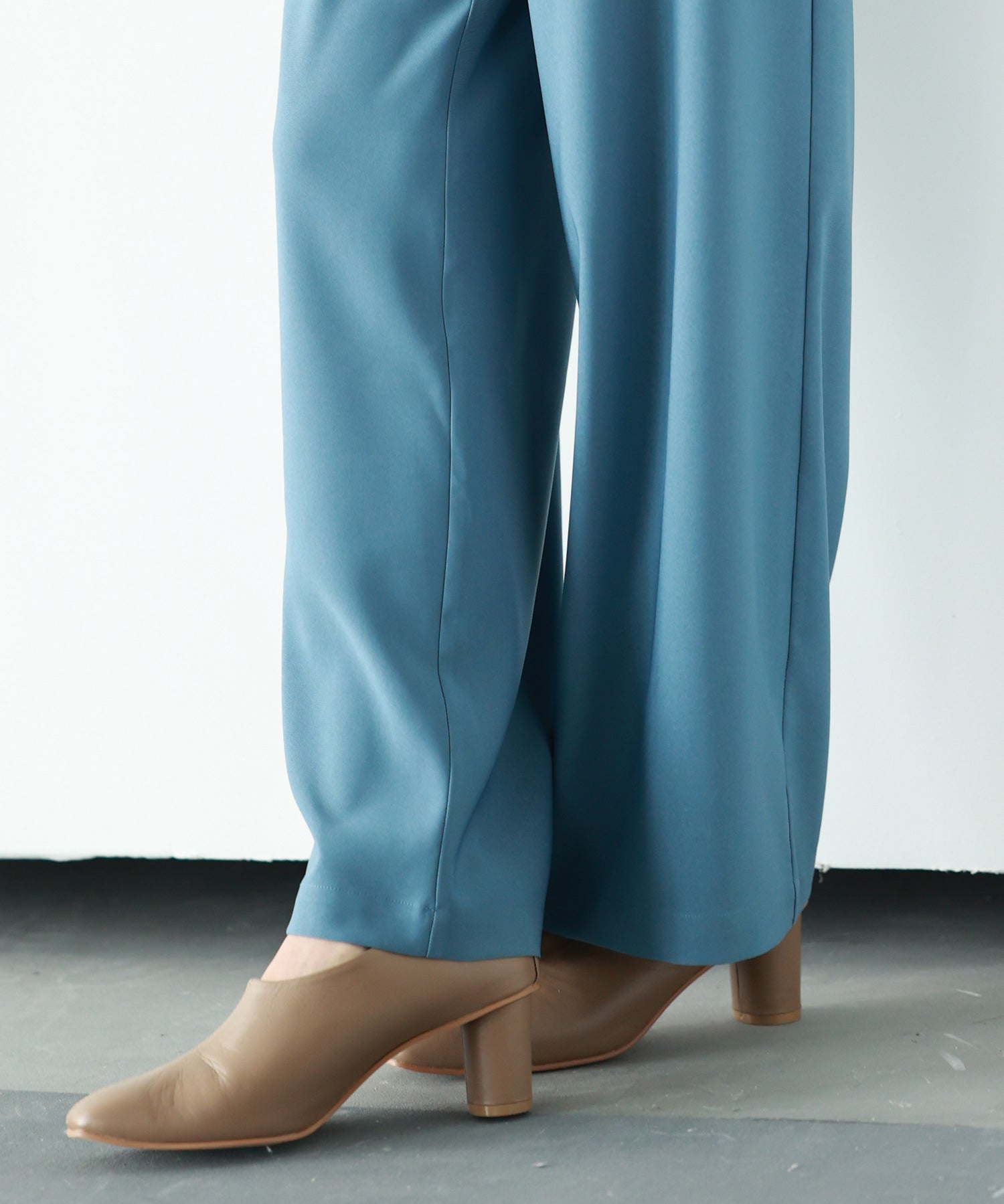 とろみ素材ウエスト総ゴムワイドパンツsdp0102 ブルー